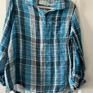 Aventura Blue and Gray Organic Cotton Shirt.